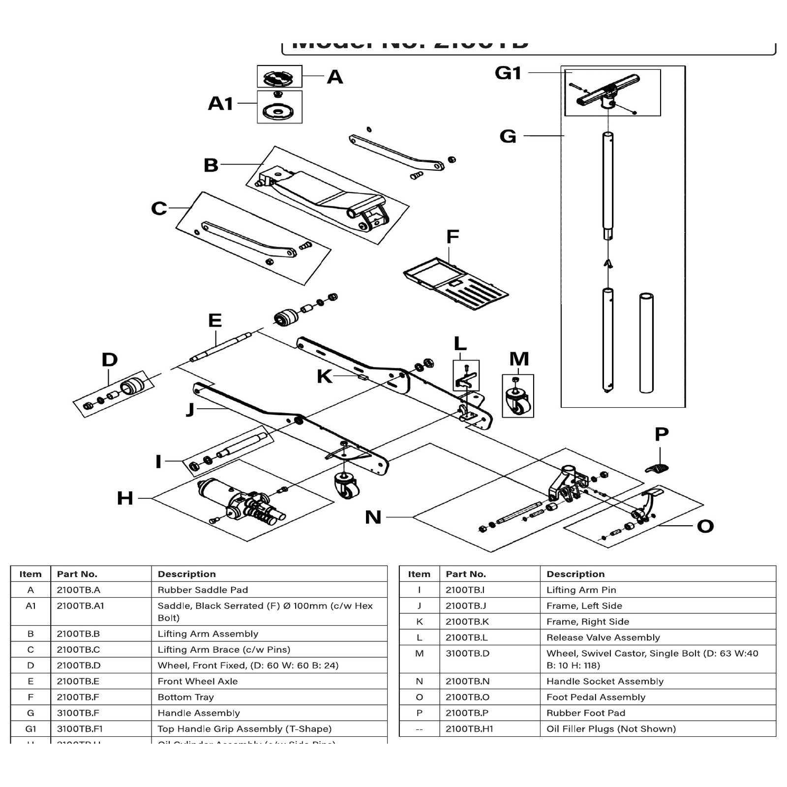 Sealey Rear Wheel Assembly 3100TB.D