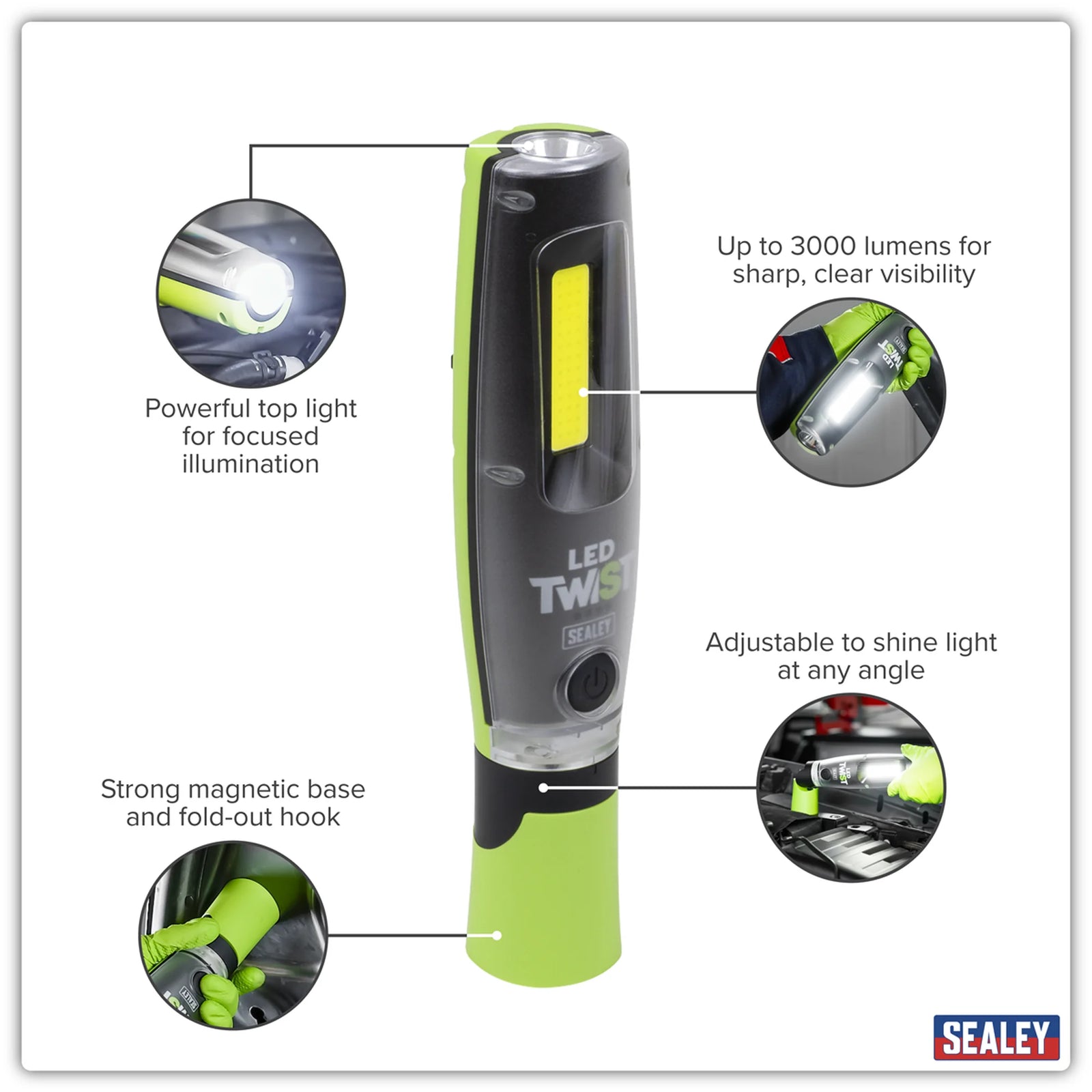 Sealey Rechargeable LED Inspection Light 20W COB 3000lm