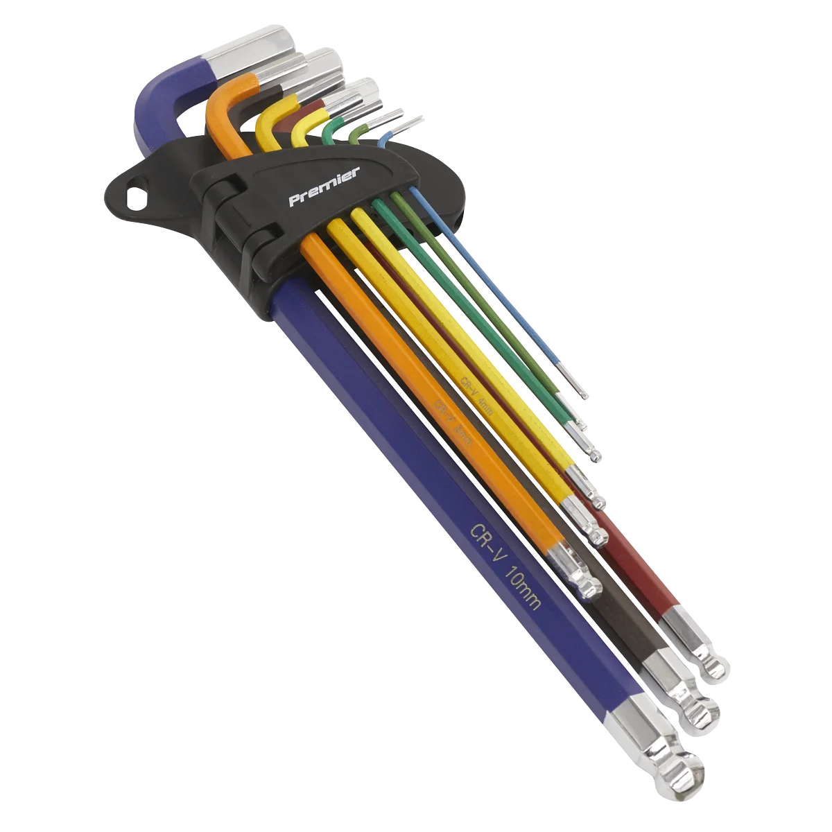 Sealey Premier 9pc Colour Coded Extra Long Ball End Hex Allen Key Set 1.5-10mm