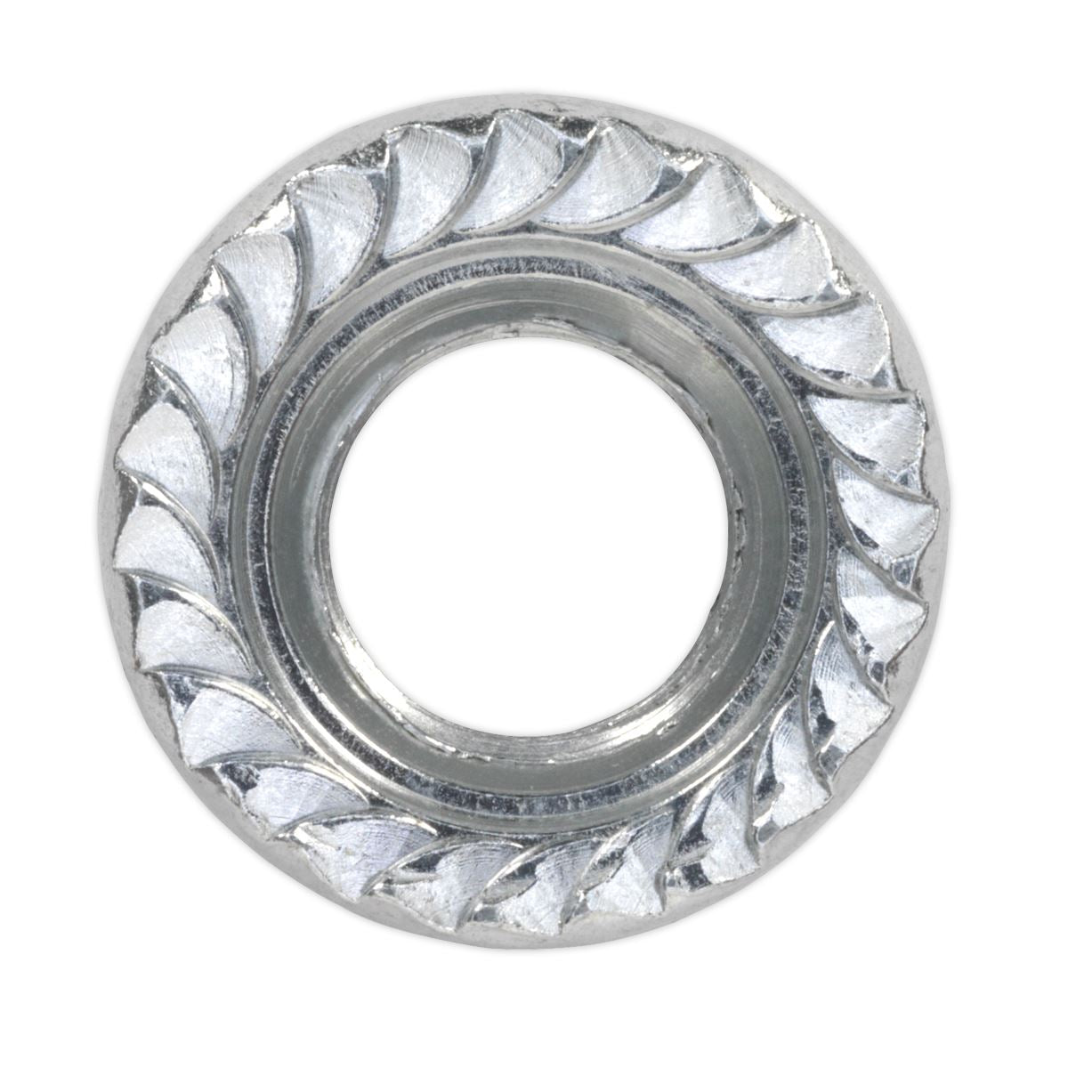 Sealey Flange Nut Serrated M10 Zinc DIN 6923 Pack of 100 FN10
