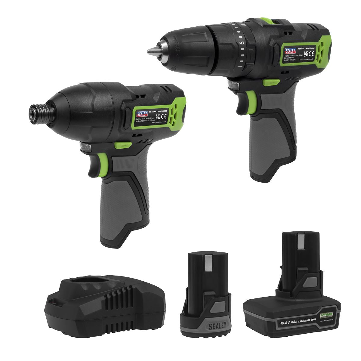2 x SV10.8 Series Cordless Combi Drill & Impact Driver Kit 10.8V - 2 Batteries