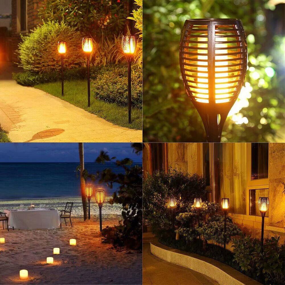 30 LED Flame Solar Torch Light Waterproof Flickering Dancing Path Garden Lamp