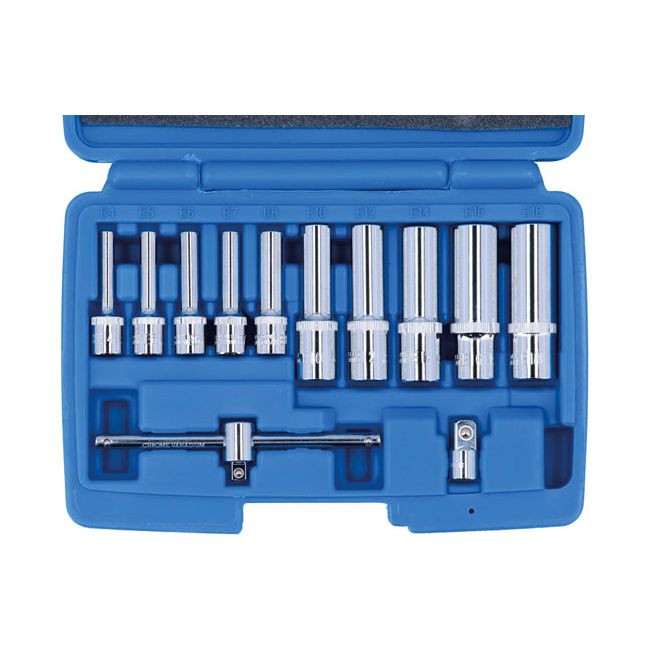 Laser Deep E-Socket Set 1/4" & 3/8"D 12pc