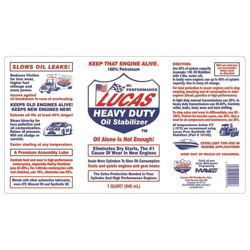 Lucas Heavy Duty Engine Gearbox Oil Stabilizer Treatment Additive Extends Life