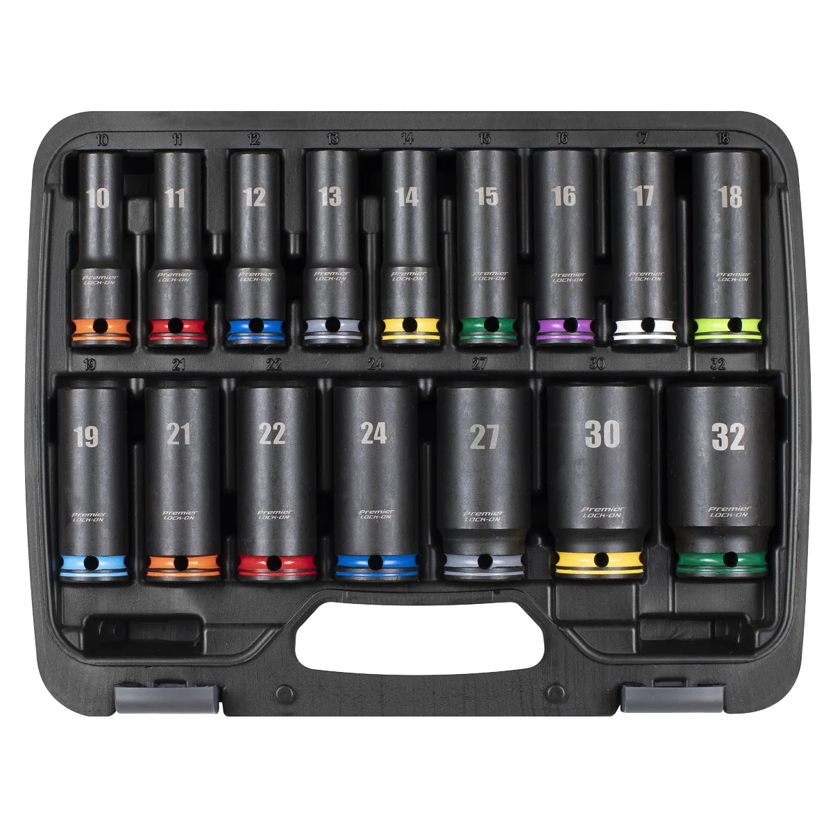 Sealey Premier Lock-On™ Deep Impact Socket Set 16 Piece 1/2" Drive