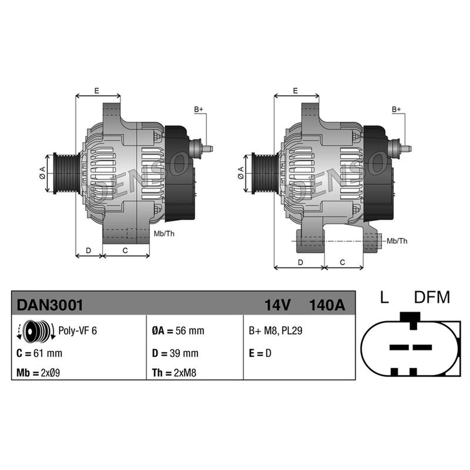 Denso Car Alternator 12V DAN3001