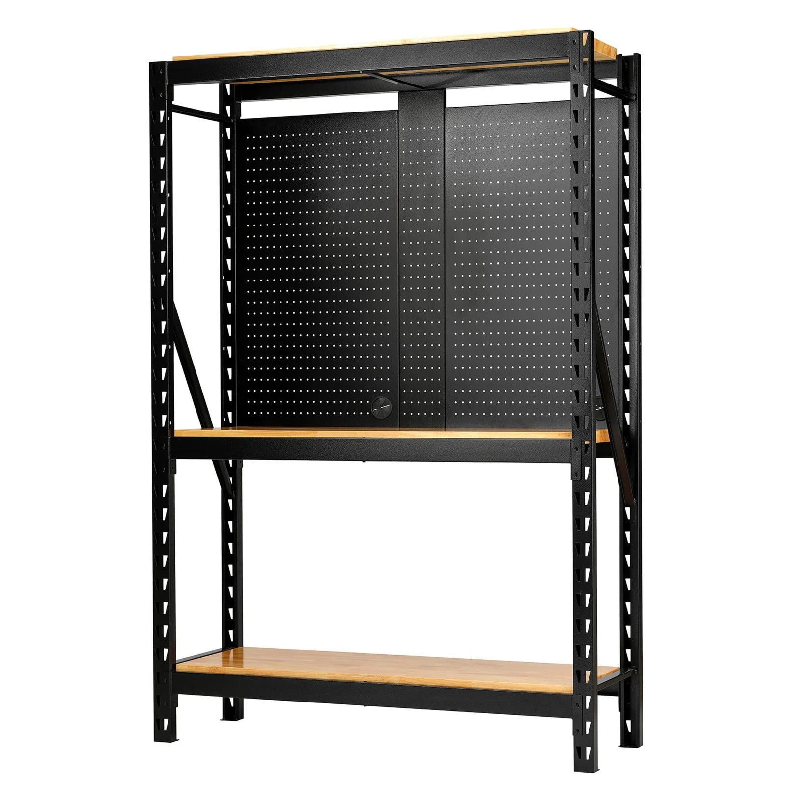 Draper BUNKER 17 Piece Modular 3 Tier Racking with Hardwood Shelving and Pegboards, 750-1500mm