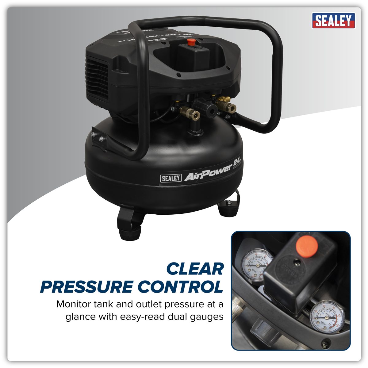 Sealey 24L Oil Free Belt Drive Compressor 2hp