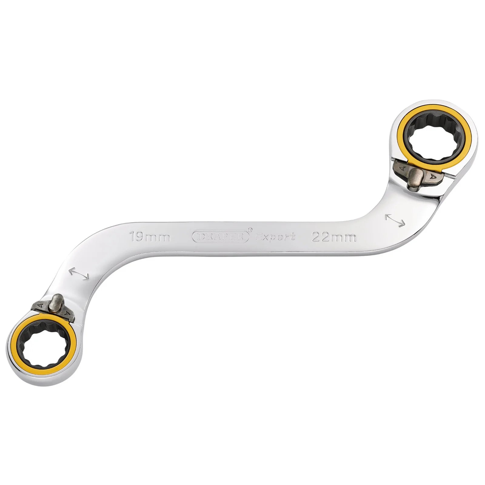 Draper Expert HI-TORQ® Double Ring Ratchet S-Shape Spanner, 19 x 22mm - 8243RMM