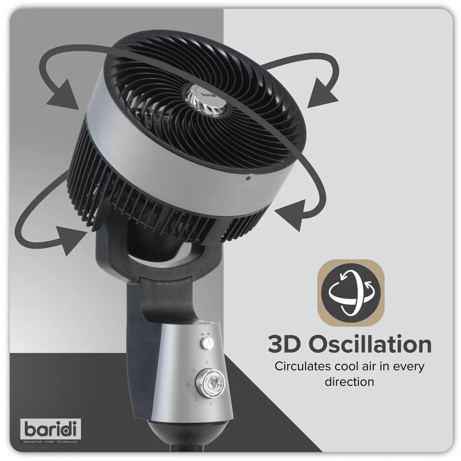 Baridi 10" Pedestal Fan DH142 60W Grey