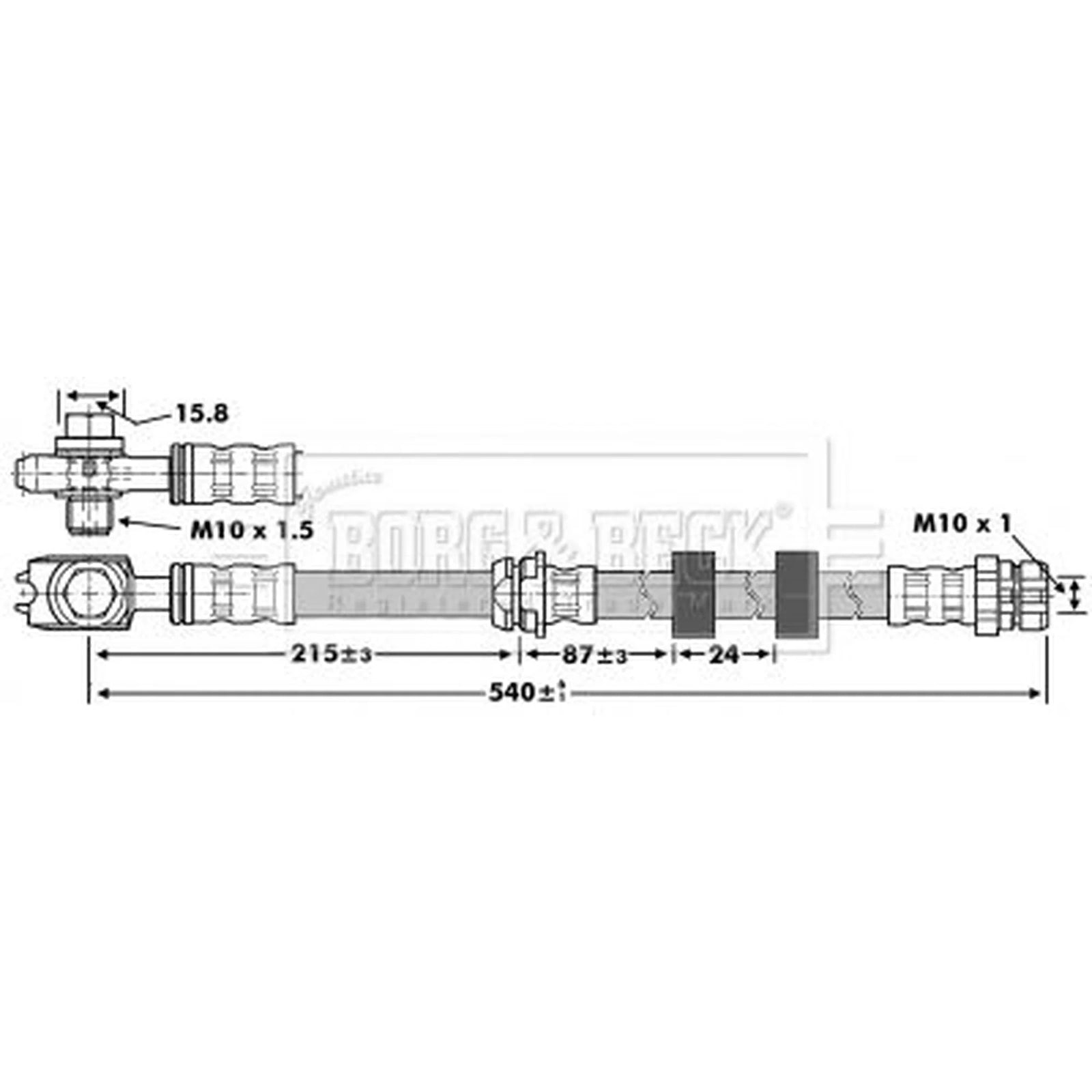 Borg & Beck Brake Hydraulic Hose Line Front Right BBH6851