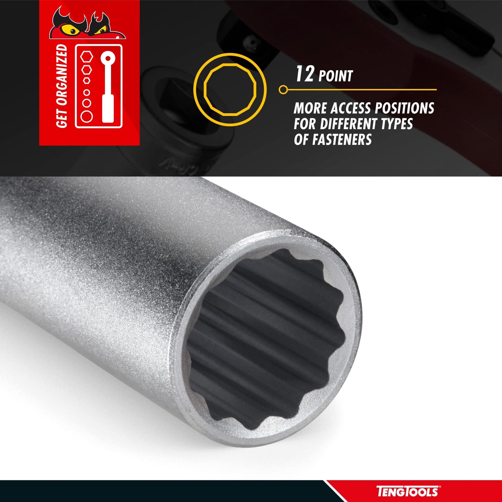 Teng Tools 1/4" Deep Socket 12 pt Metric 10mm