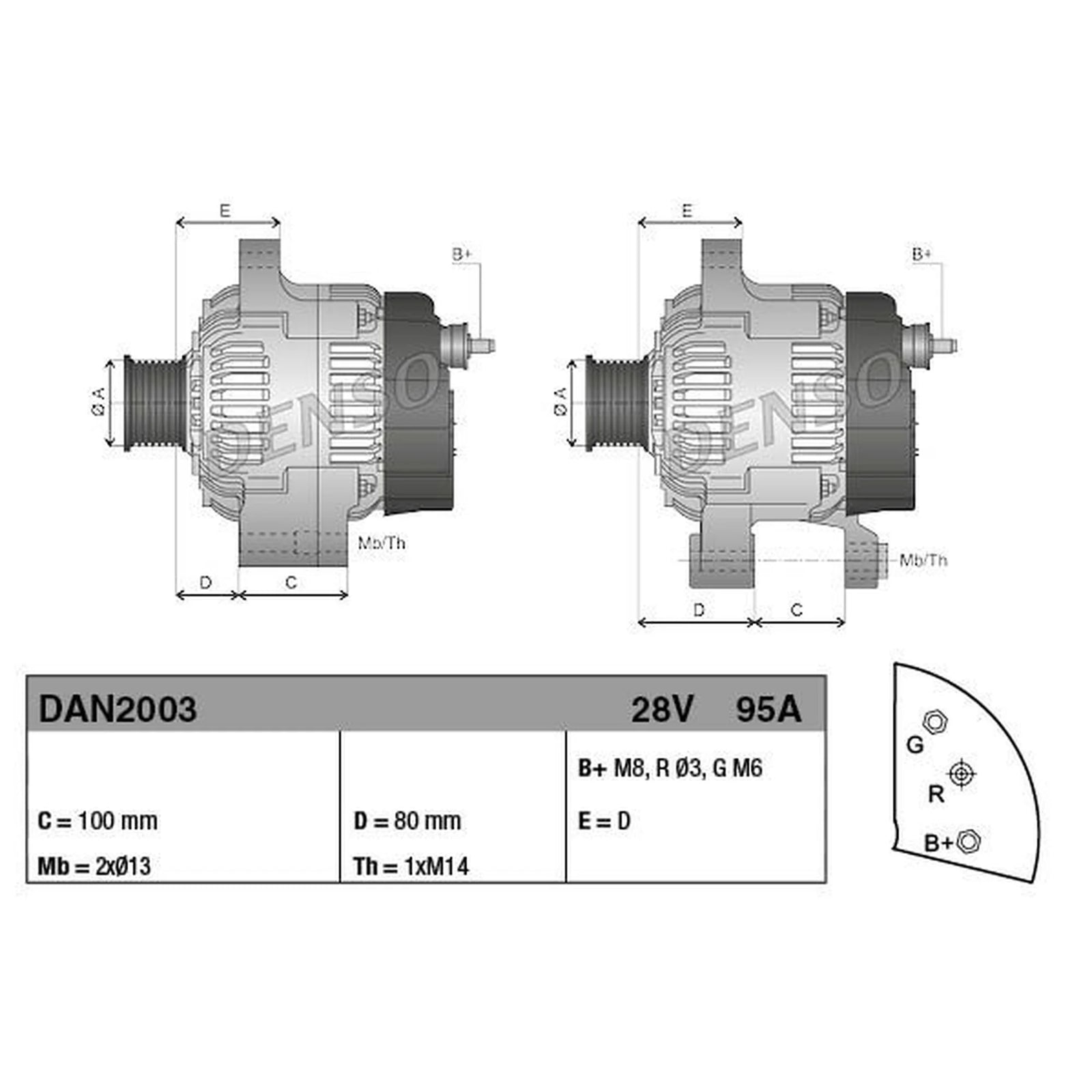 Denso Car Alternator 12V DAN2003