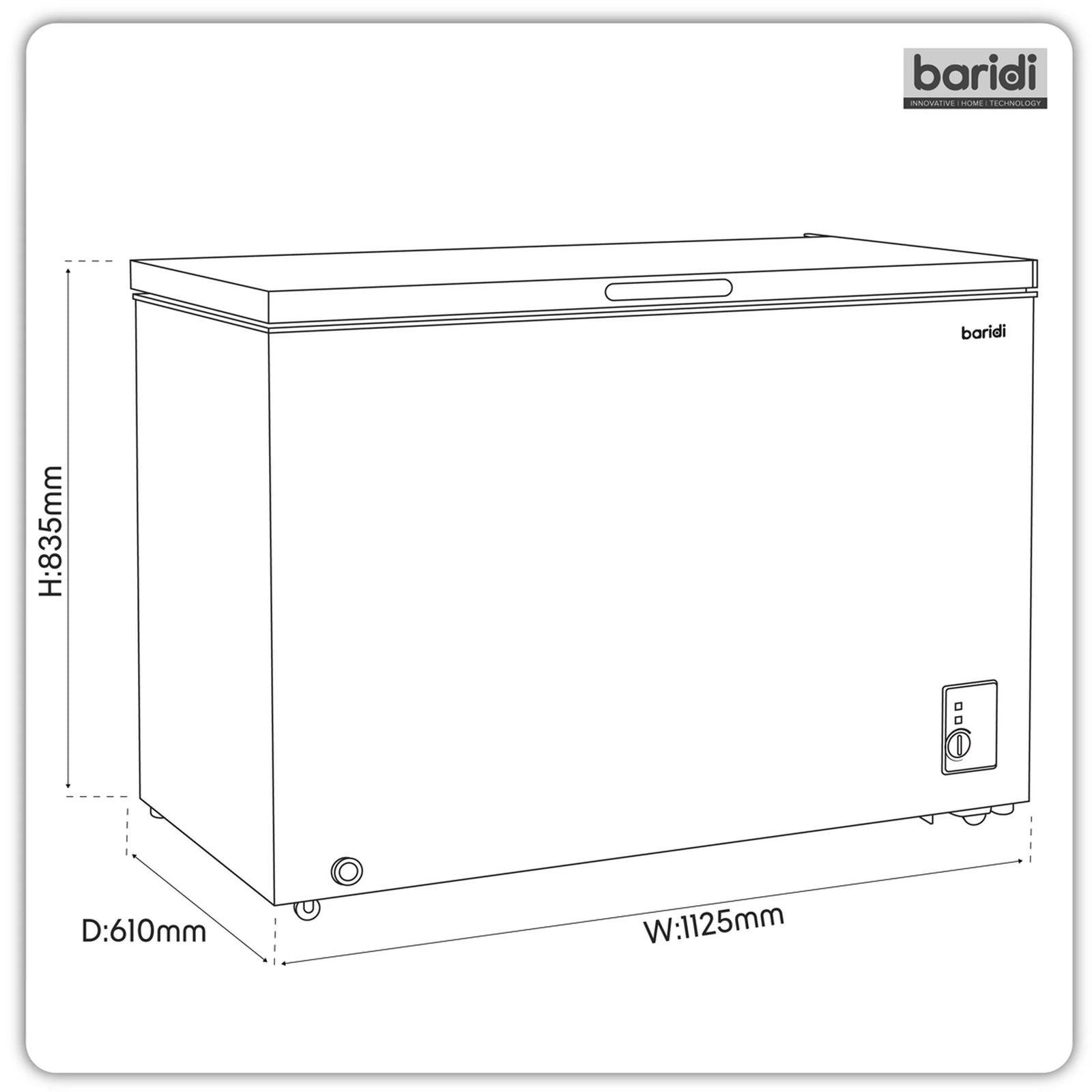 Baridi Chest Freezer DH261 299L Capacity - Black