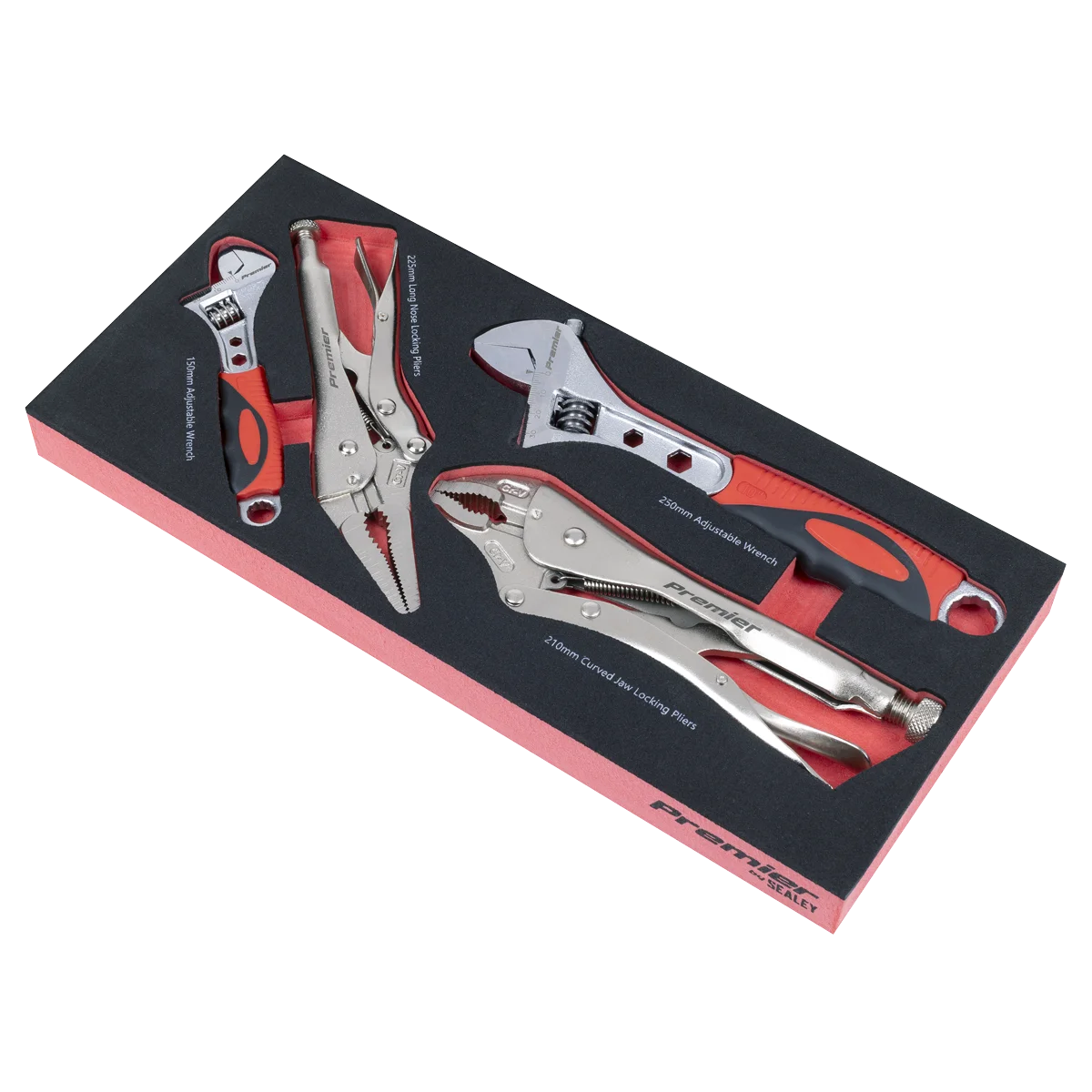 Sealey Premier Locking Pliers & Adjustable Wrench Set 4 Piece