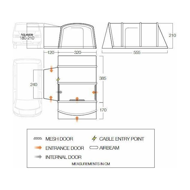 Vango Galli Air TC Low Drive Away Awning  (180 - 210cm) Campervan