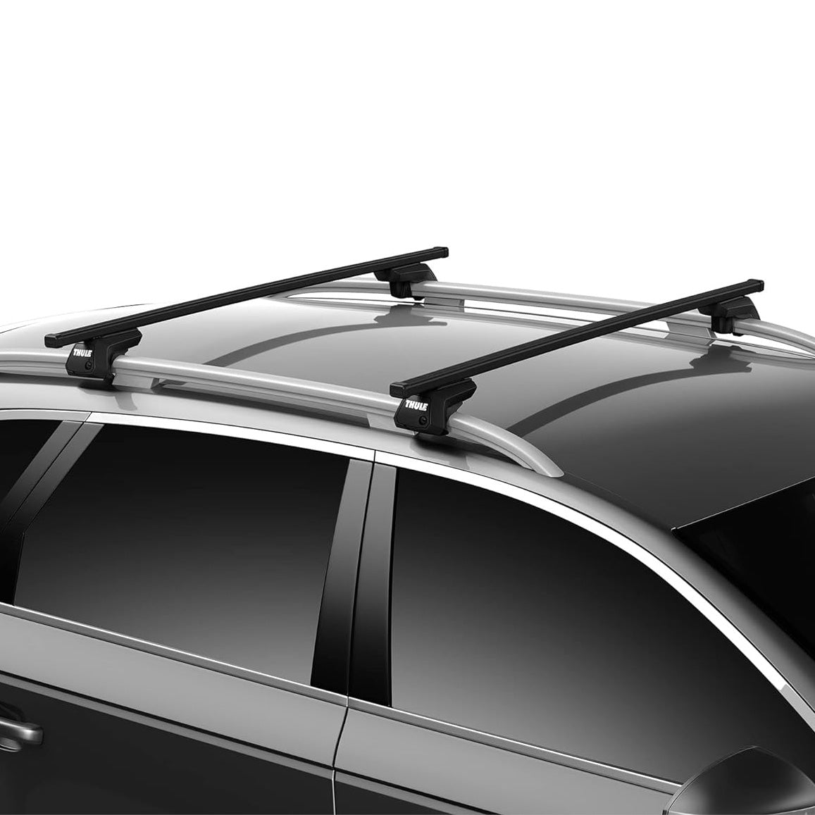 Thule SquareBar Evo Roof Bars Black fits Citroën Berlingo Multispace 2008-2018 5 doors with Raised Rails