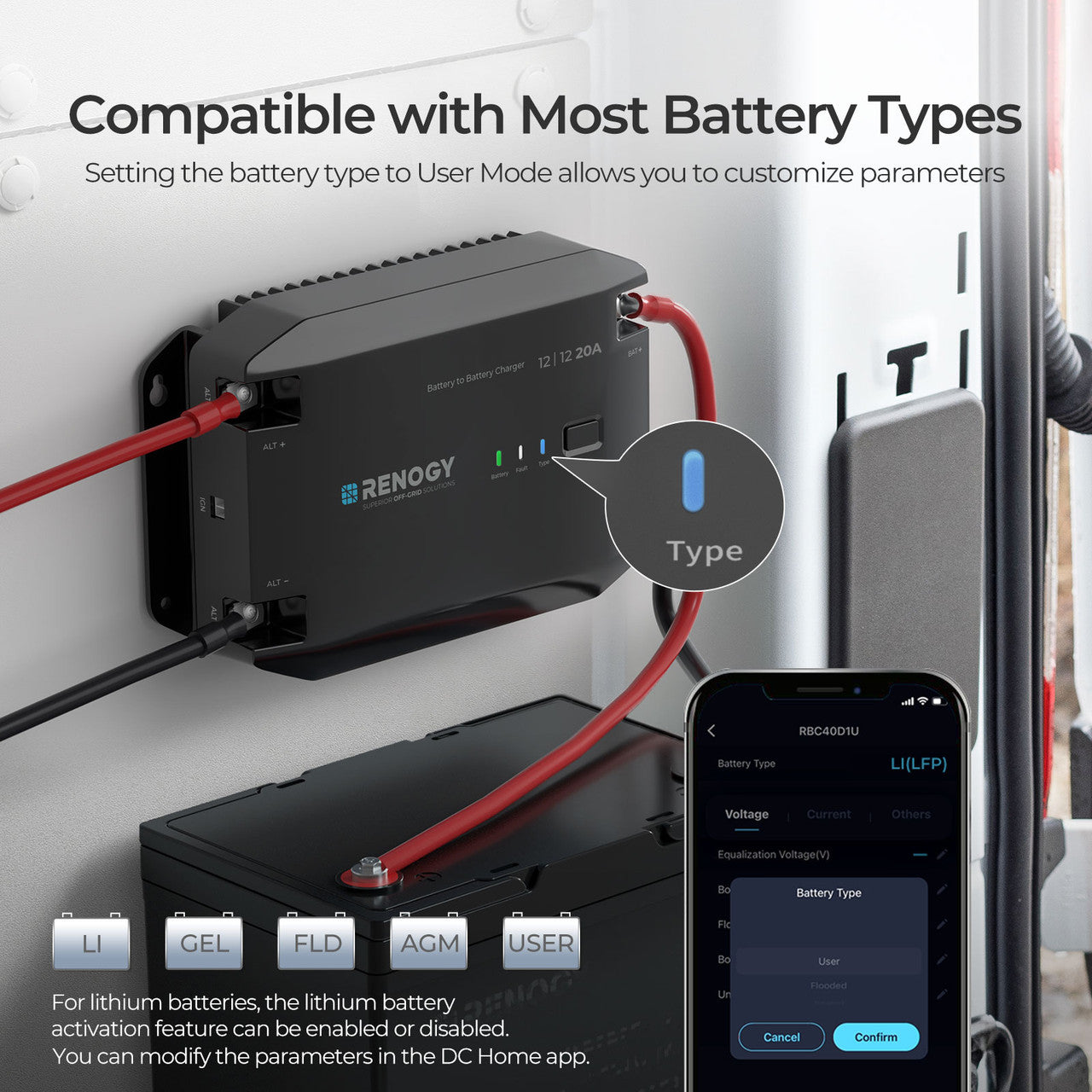 Renogy 12V 20A DC to DC Battery Charger