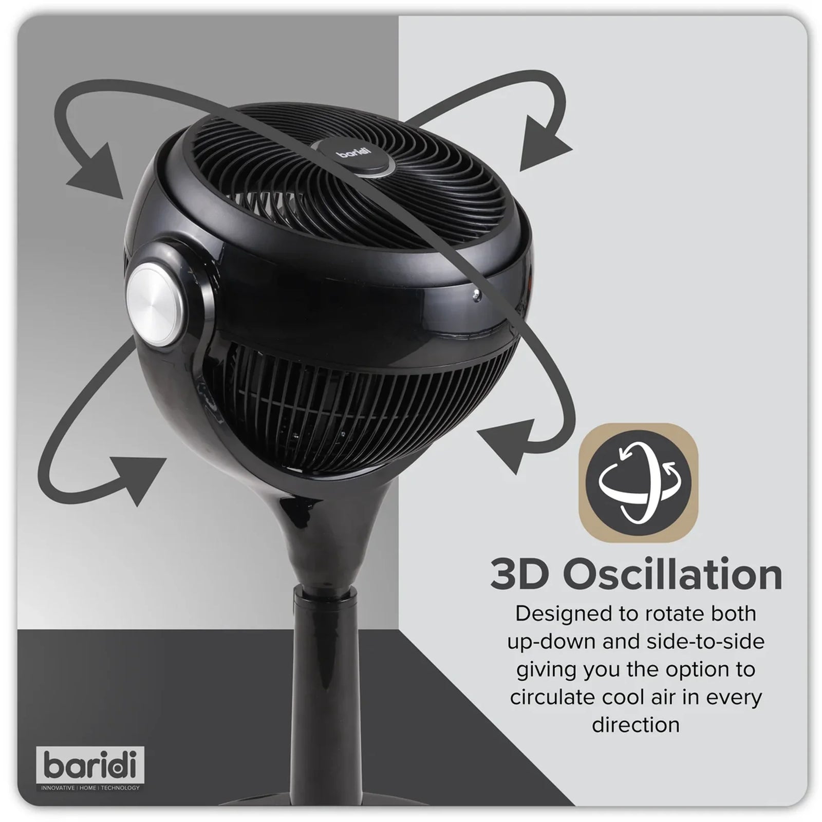 Baridi 10" Pedestal Fan DH143 with Remote Control & Timer