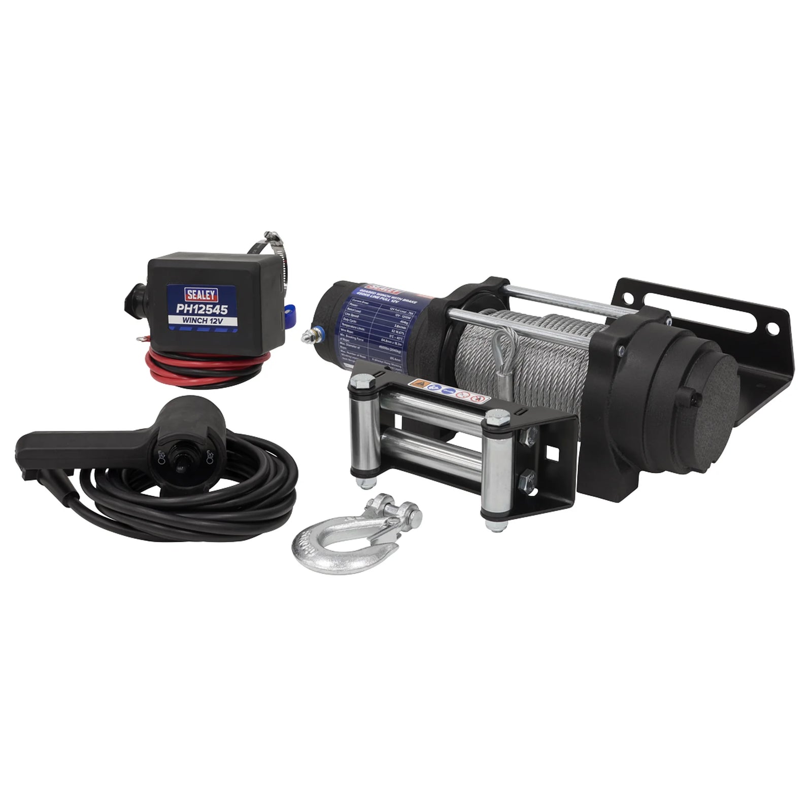 Sealey Geared Winch 450kg Line Pull 12V