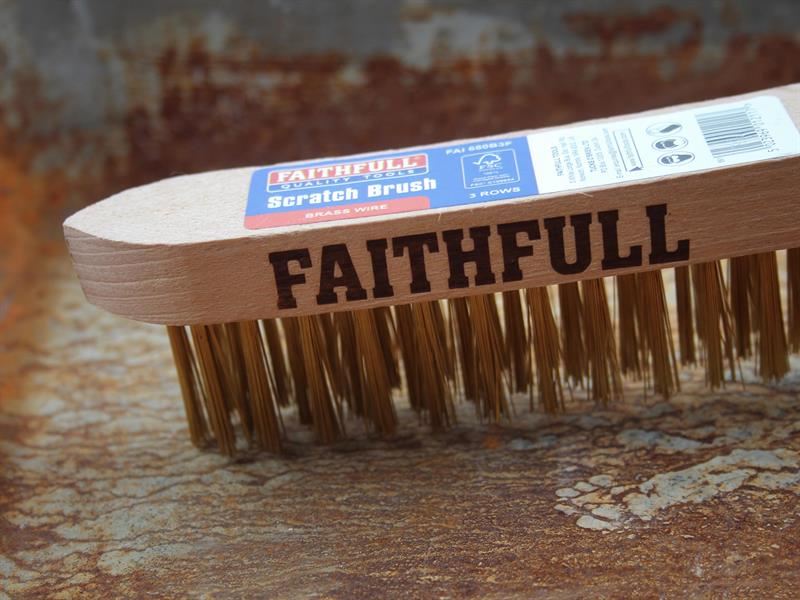 Faithfull Brass Scratch Brush, Three Row