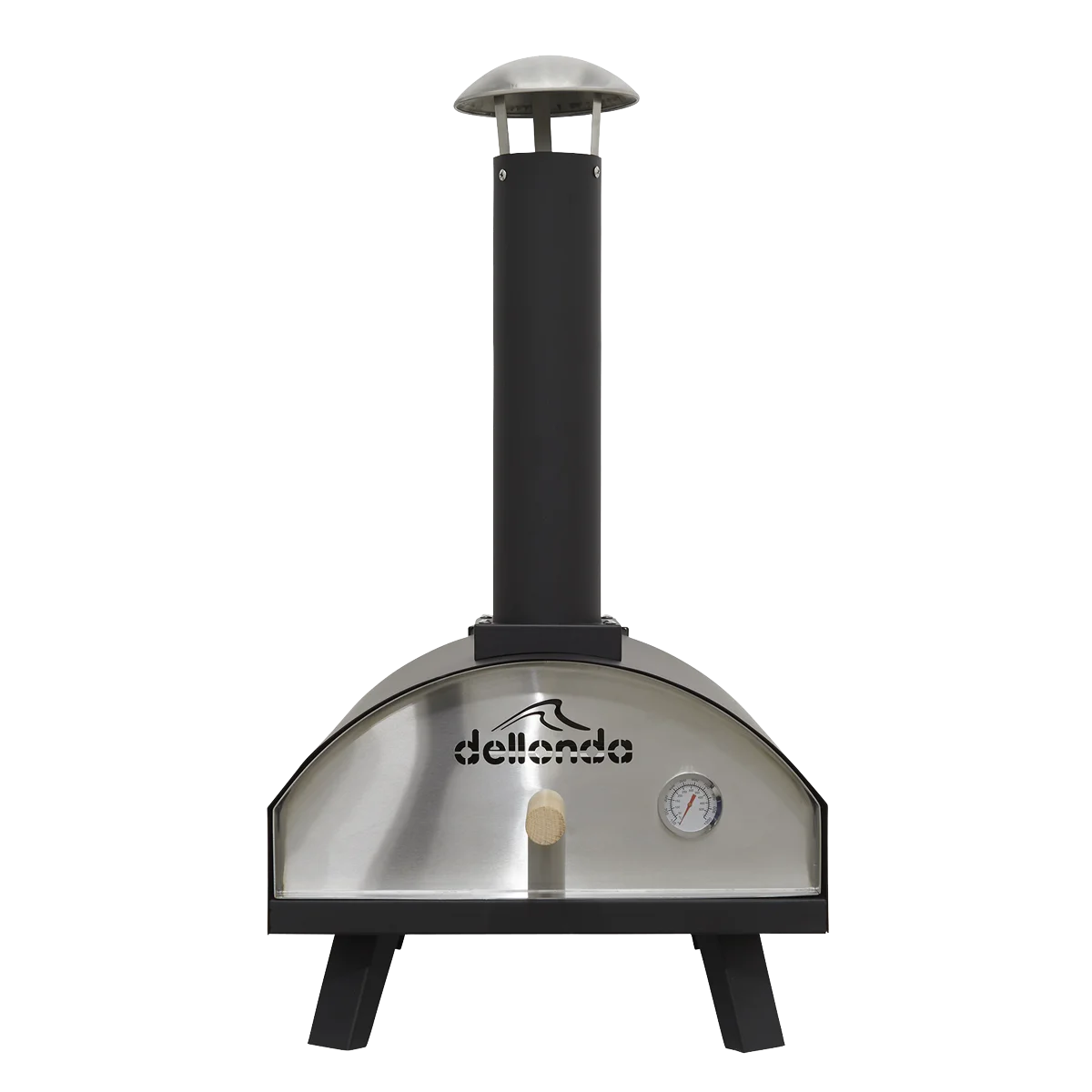 Dellonda Portable Wood-Fired 14" Pizza Oven and Smoking Oven Black/Stainless Steel
