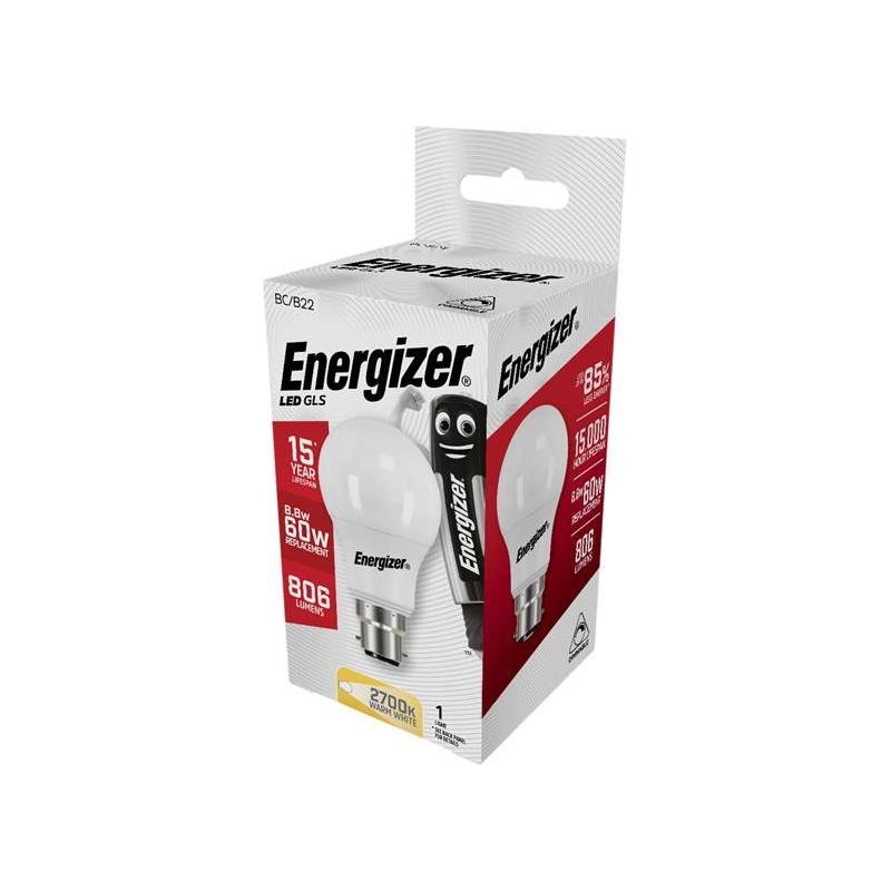 Energizer® LED BC (B22) Opal GLS Dimmable Bulb, Warm White 806 lm 8.8W