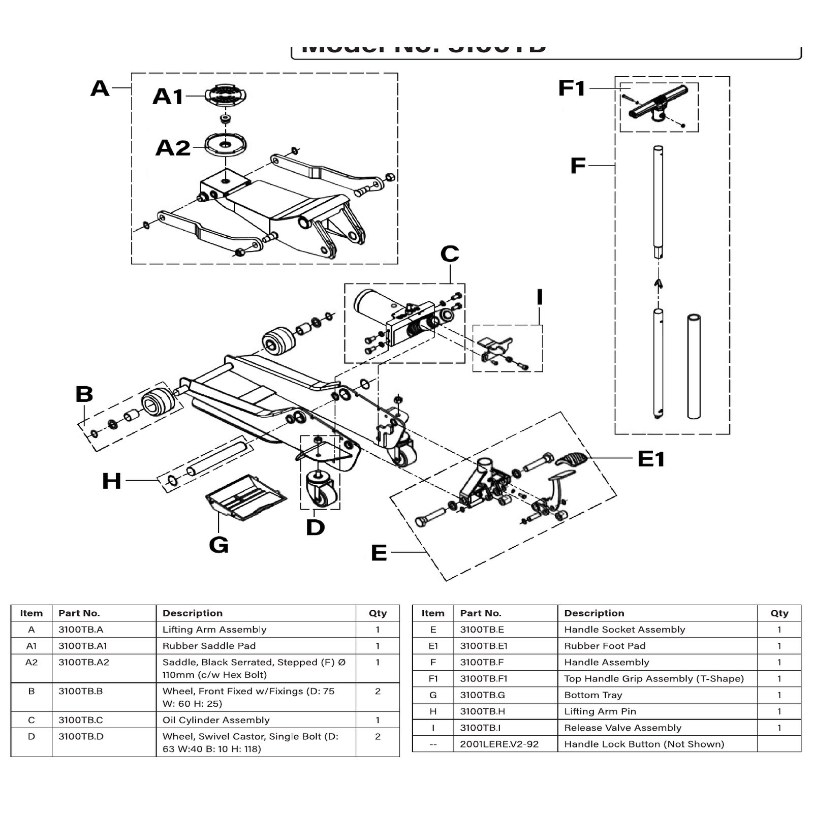 Sealey Handle Socket Assembly 3100TB.E