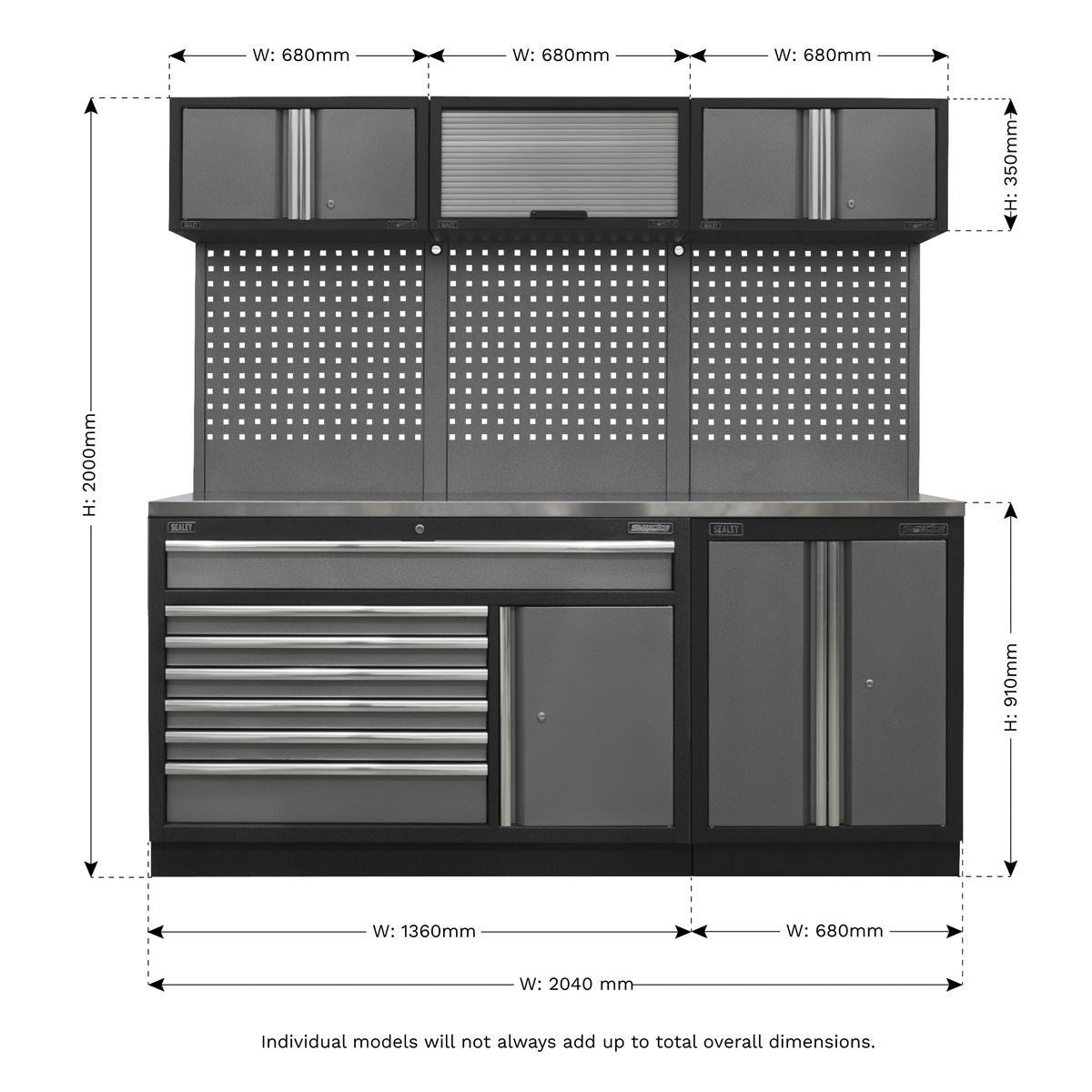 Sealey Superline Pro 2.04m Storage System Stainless Steel Worktop