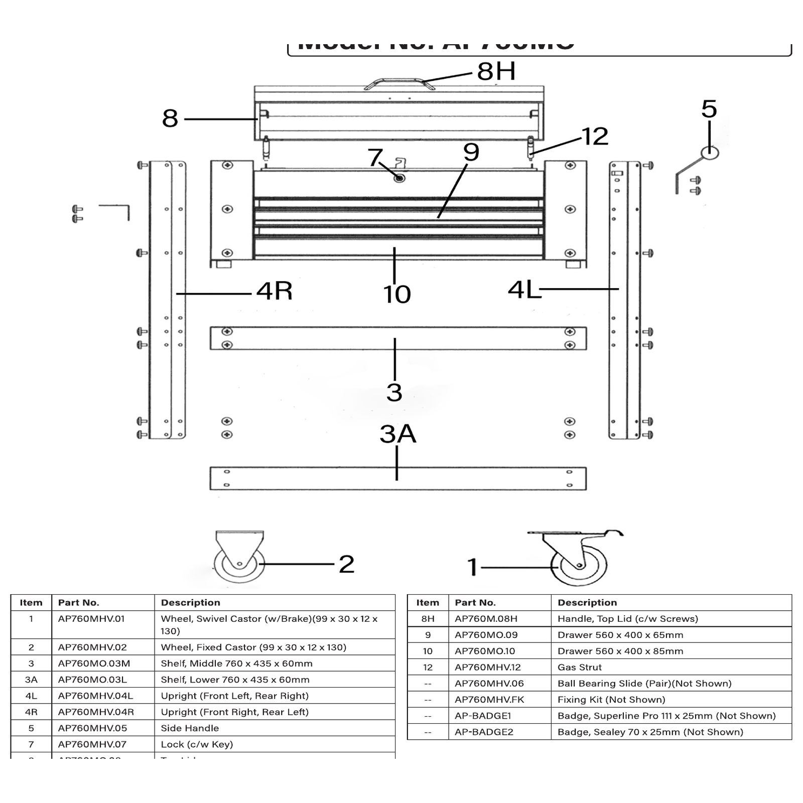 Sealey Shelf,middle (760x435x60mm) 'orange' AP760MO.03M