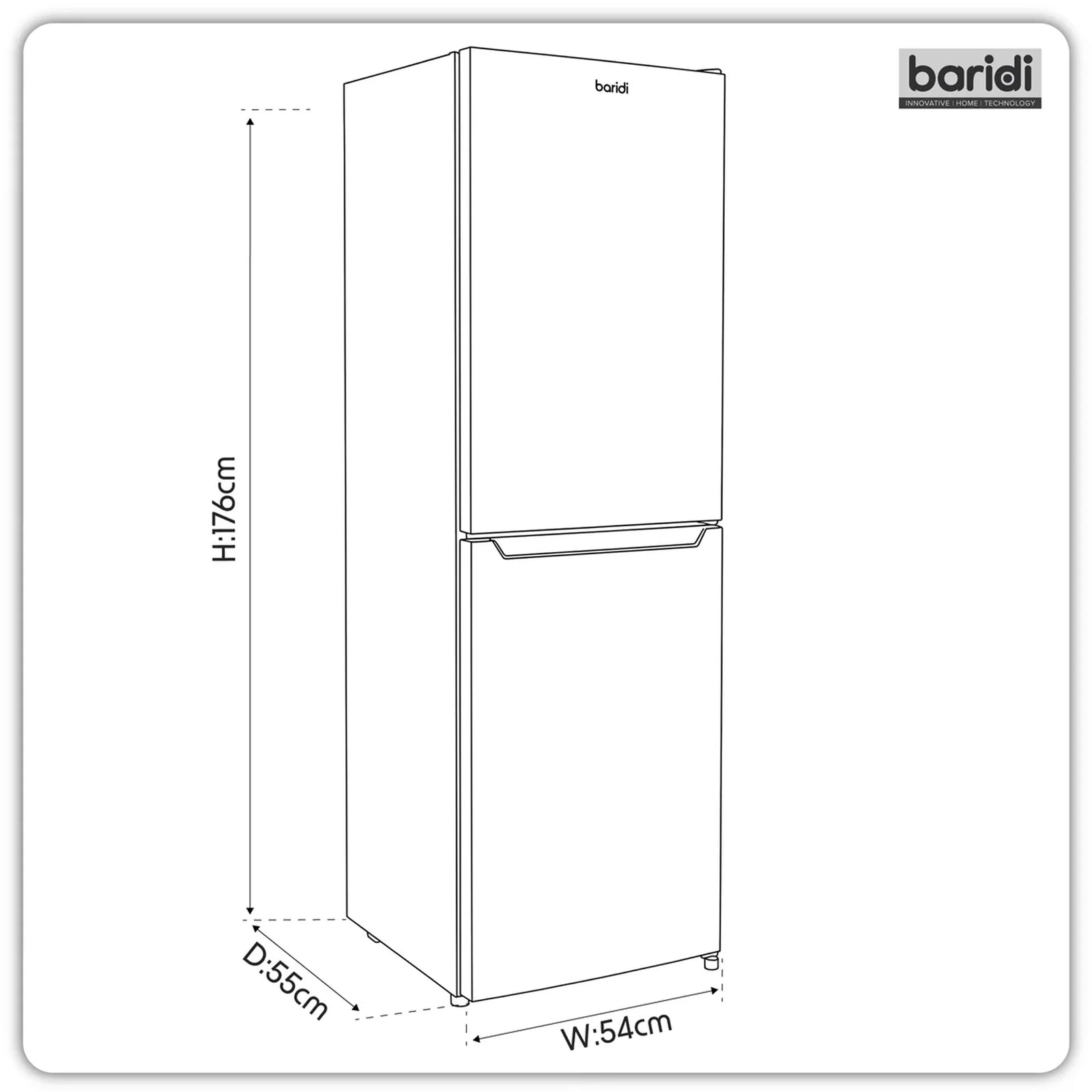 Baridi 50/50 Smart Frost Fridge Freezer 254L Capacity - White