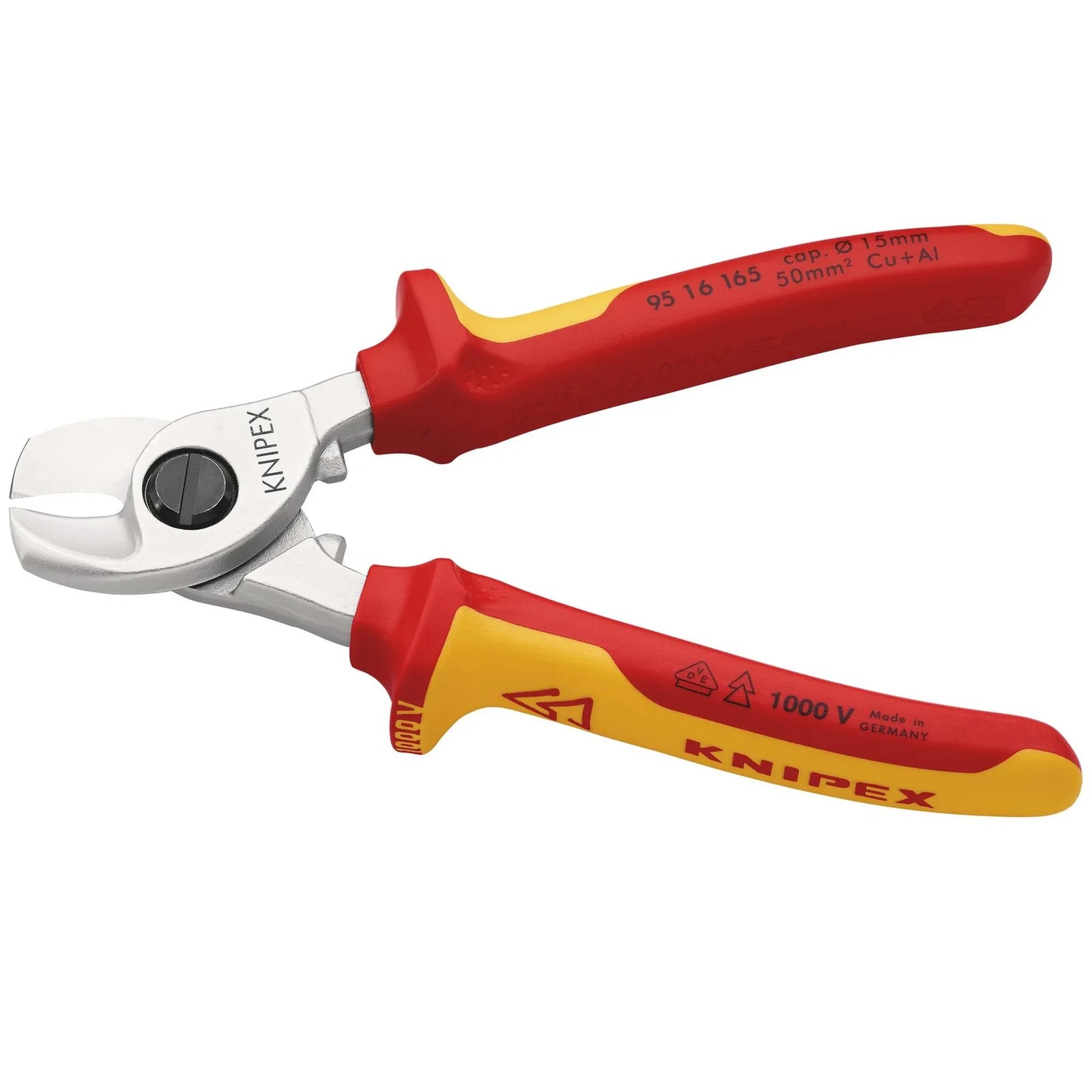KNIPEX Cable Shears 165mm VDE 95 16 165 SB for Copper & Aluminium