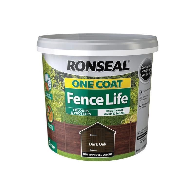Ronseal One Coat Fence Life Dark Oak 5 litre