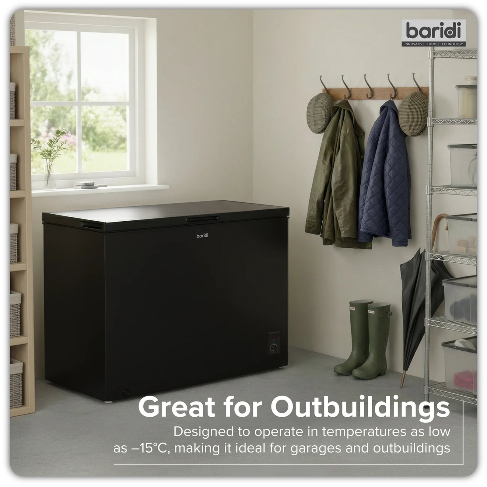 Baridi Chest Freezer DH259 254L Capacity - Black