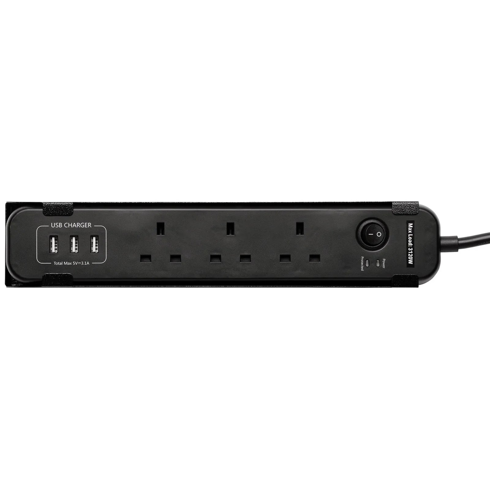 Bunker Power Strip with Magnetic Holder, 3 AC Sockets, 3 USB Ports