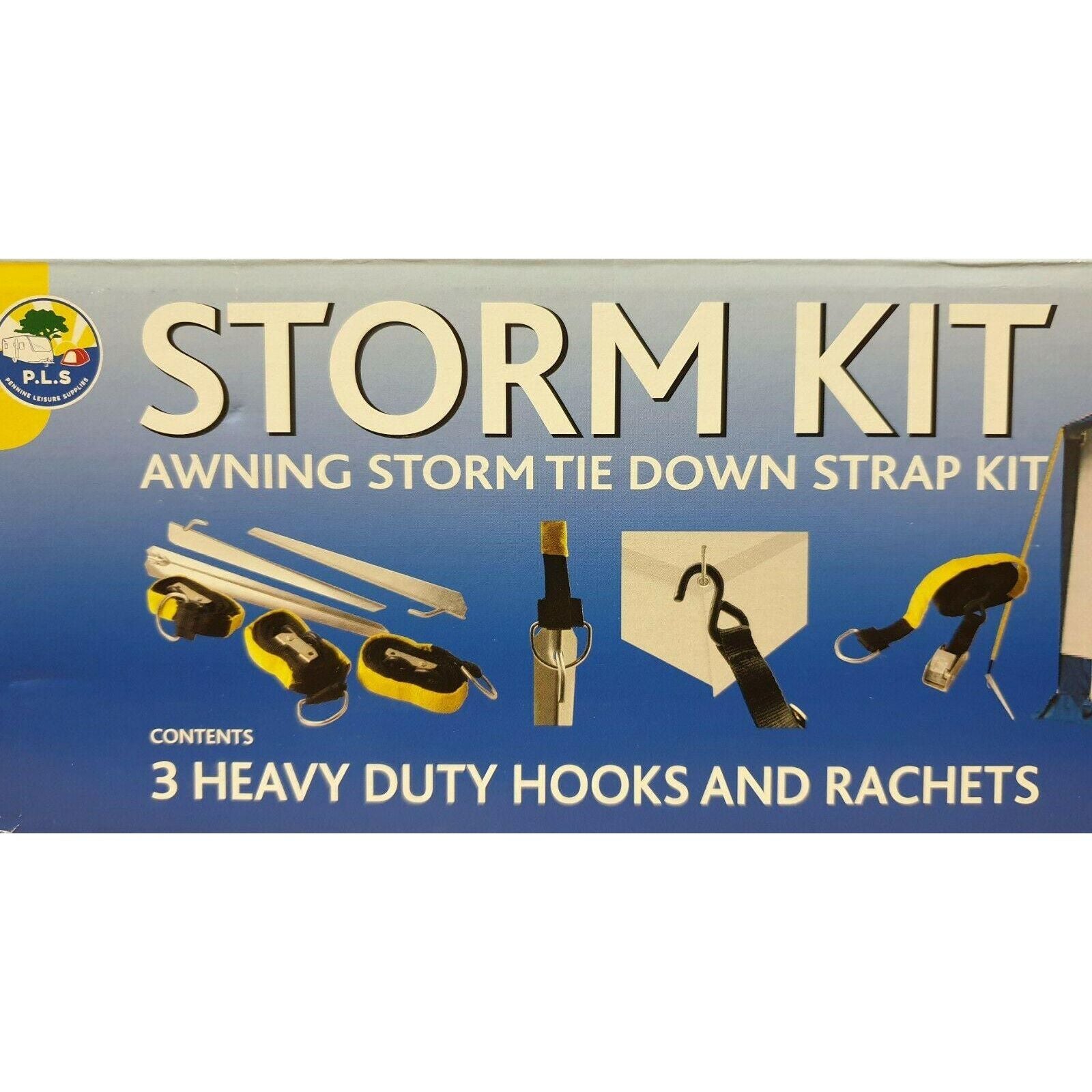 Awning Storm Tie Down Strap Kit - 3 x 3m Straps and Cam Buckles - Camping BG400