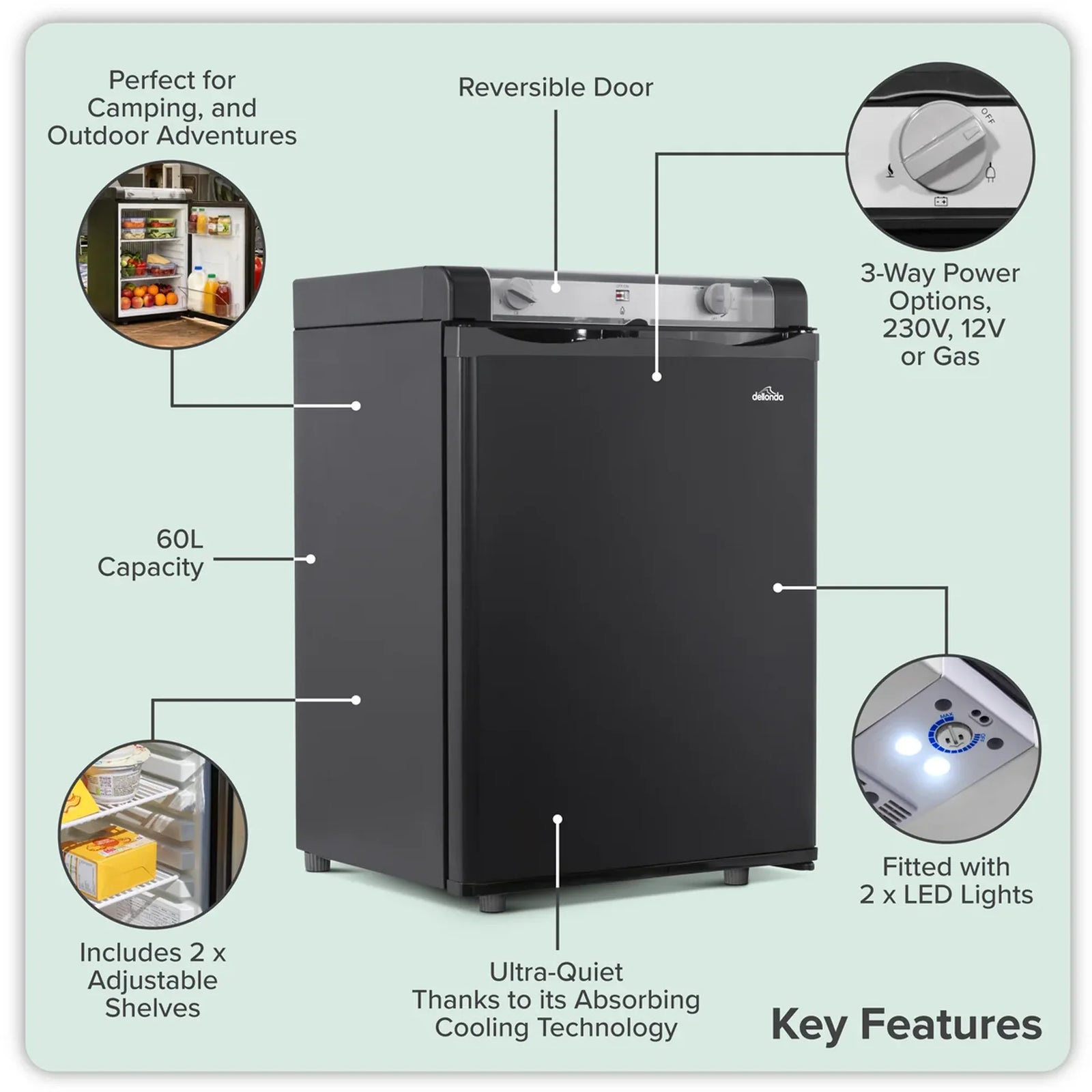 Sealey Dellonda 3-Way Fridge 60L - DL159