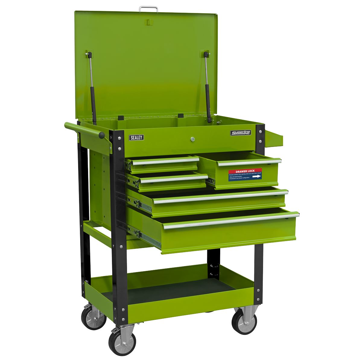 Sealey Heavy-Duty Mobile Tool & Parts Trolley with 5 Drawers and Lockable Top- H