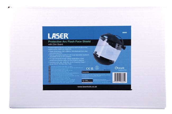 Laser Protective Arc Flash Face Shield c/w Chin Guard - 1000V rated - 8660
