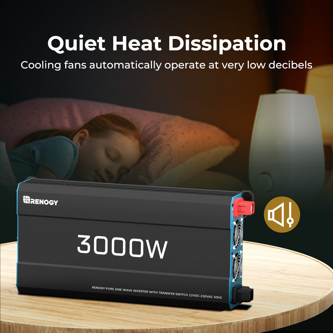 Renogy 3000W 12V to 230V/240V Pure Sine Wave Inverter With English Standard Socket