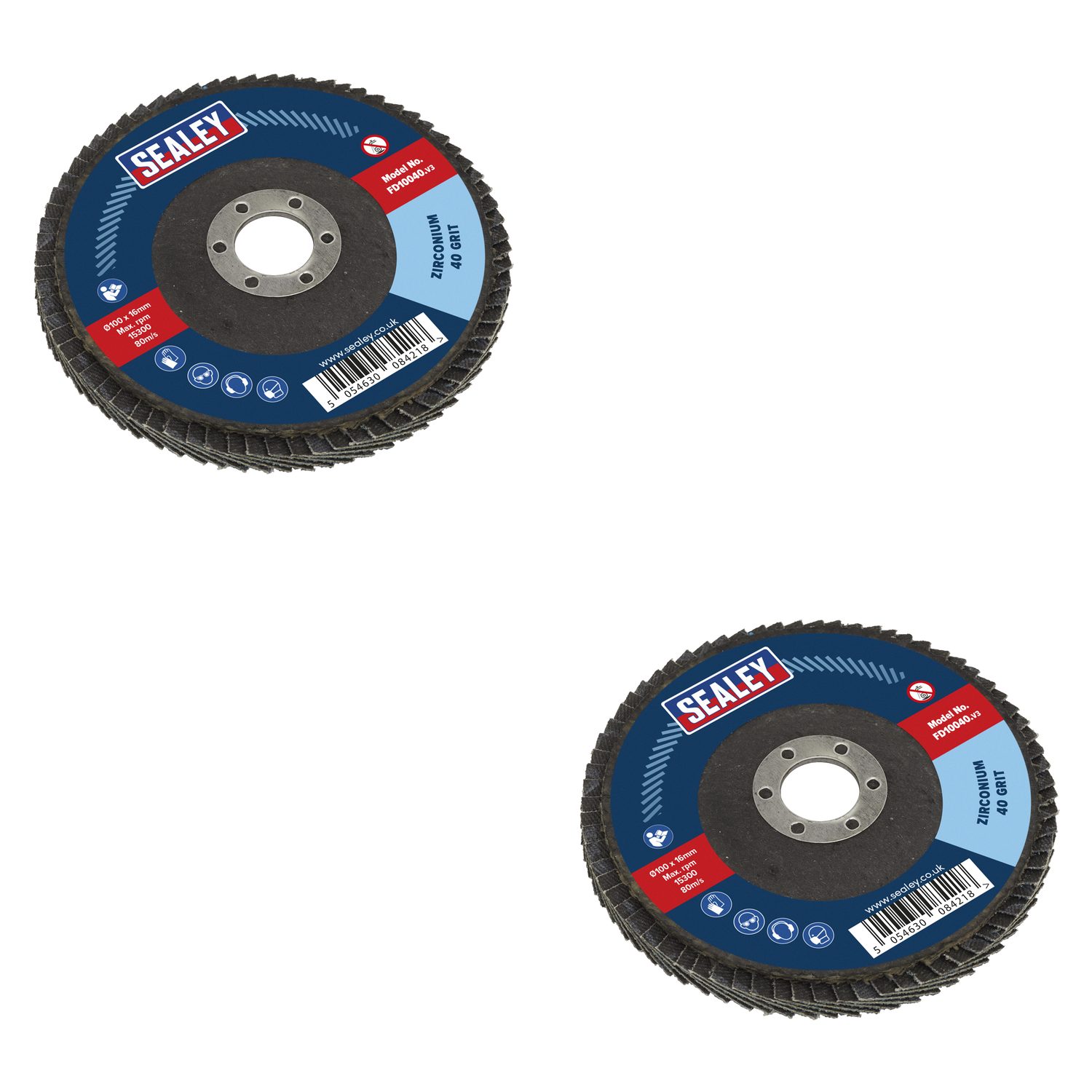 Sealey 100mm Zirconium Flap Disc 40Grit 16mm Bore - FD10040 Trade Quality