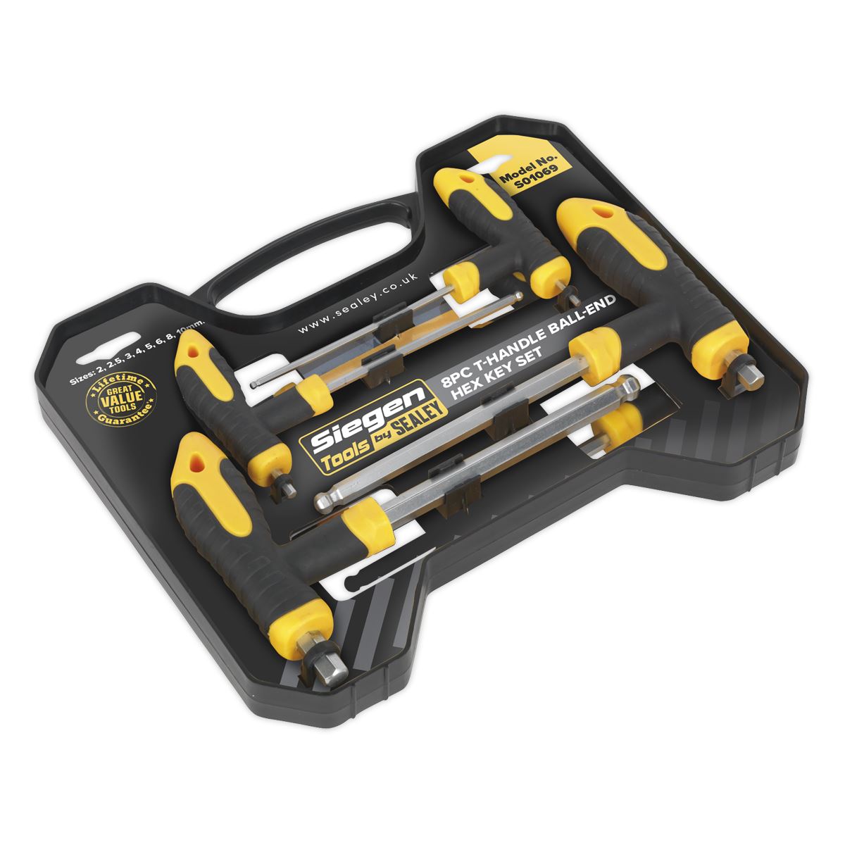 Siegen 8pc T-Handle Ball End Hex Key Wrench Set 2-10mm Allen Allan Alan Key