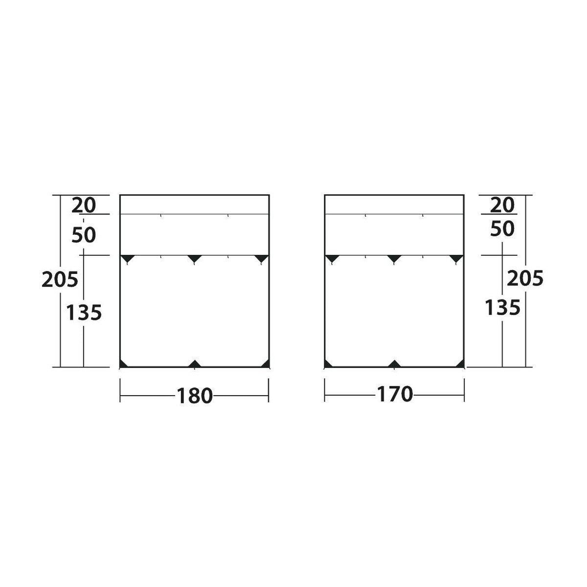Outwell Fallcrest Side Panel Set Campervan Cassette Awning Sides