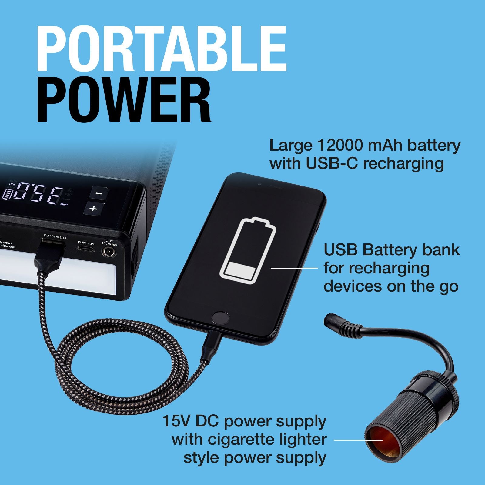 Ring RPPLTC1000 JUMPSTART 5-IN-1 Tyre Inflator & Jump Starter