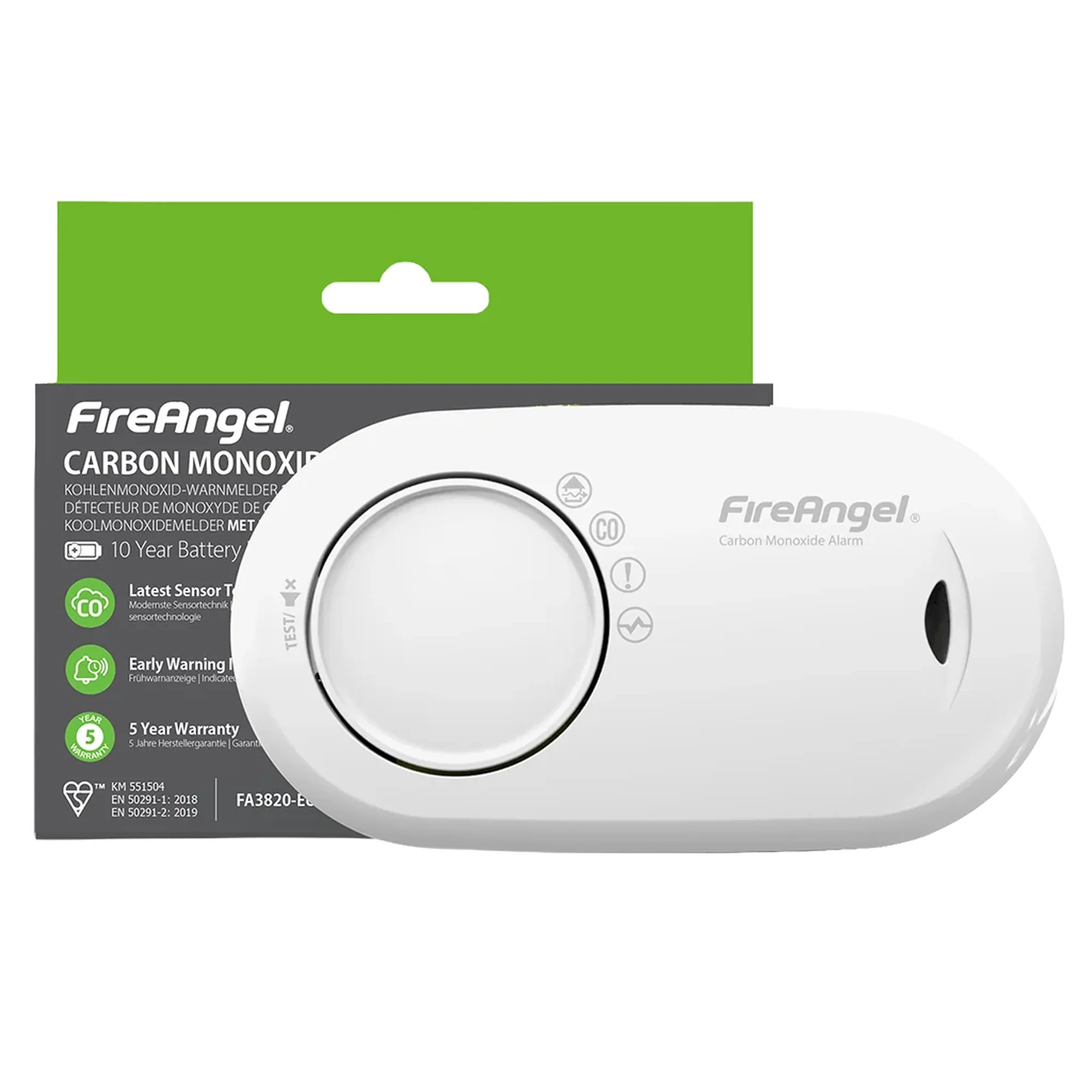 Fireangel CO Alarm 10 Year Battery Life FA3820-EUX10