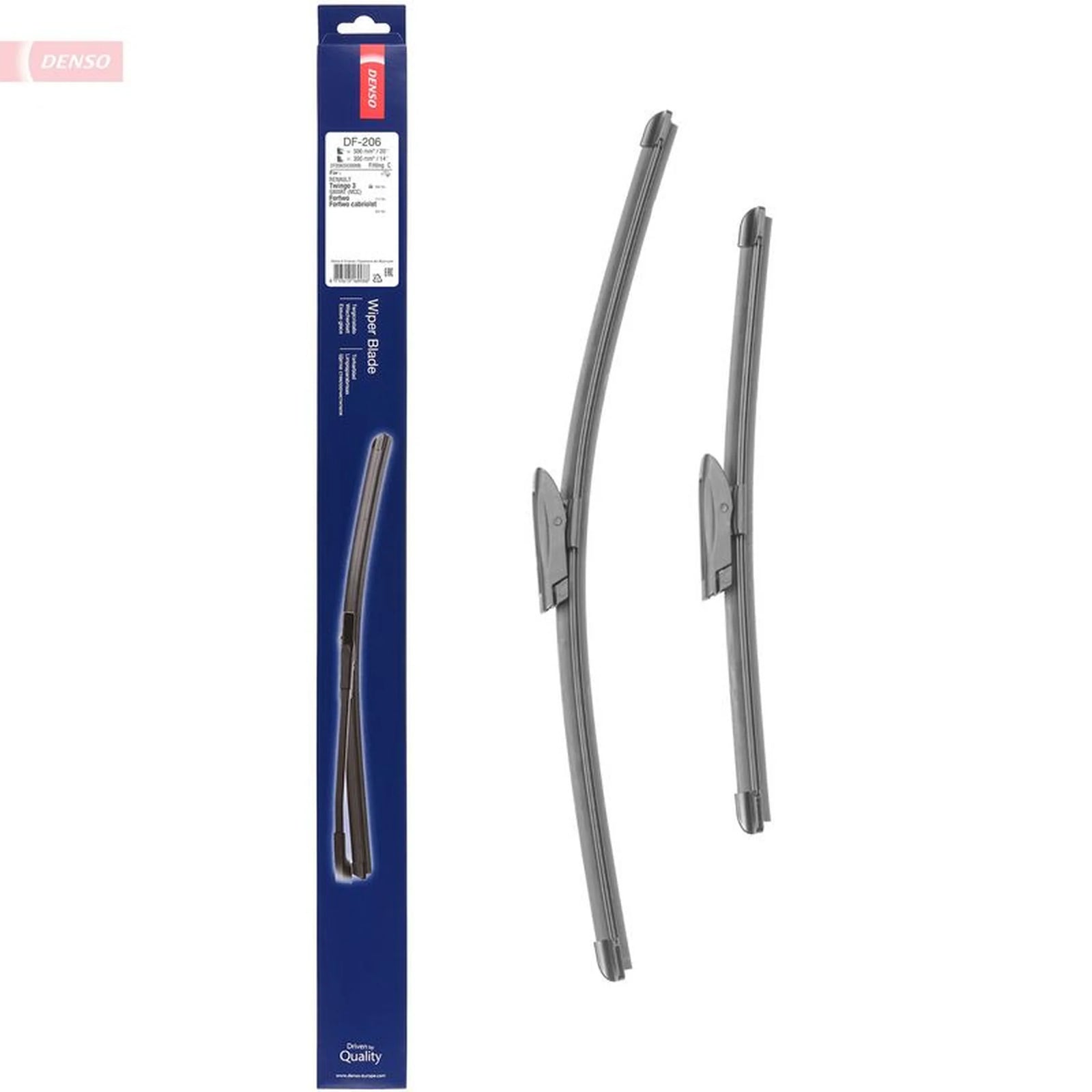 Denso Front & Rear Wiper Blade Set fits Renault Twingo III 2014-2024 0.9 1.0