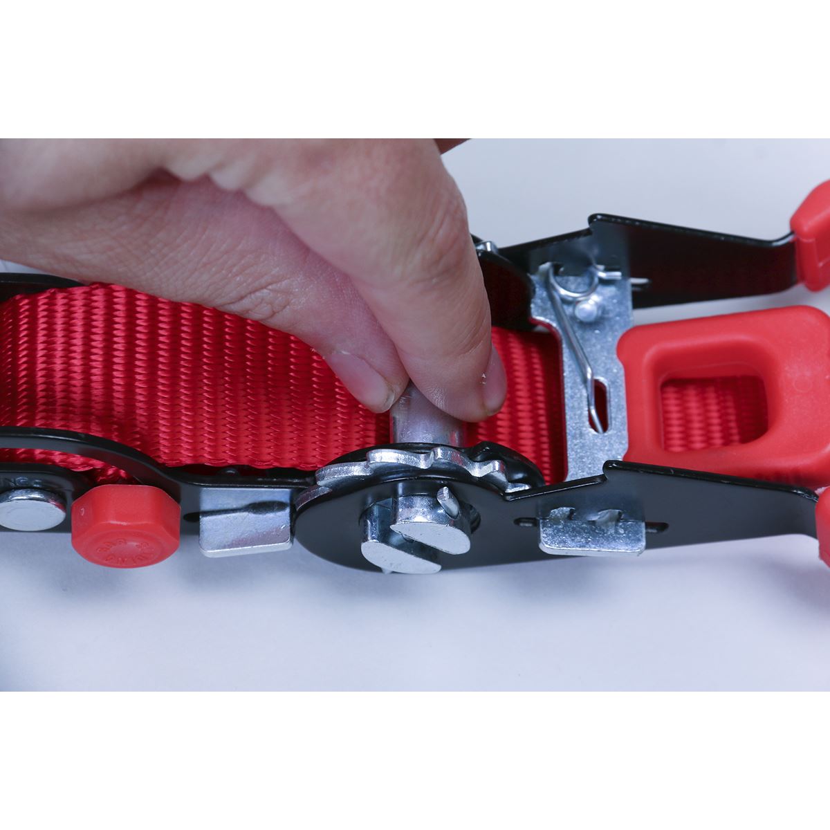 Sealey 2pk 32mm x 3m Slide Ratchet Tie Down Straps Load Cargo Lash S Hooks