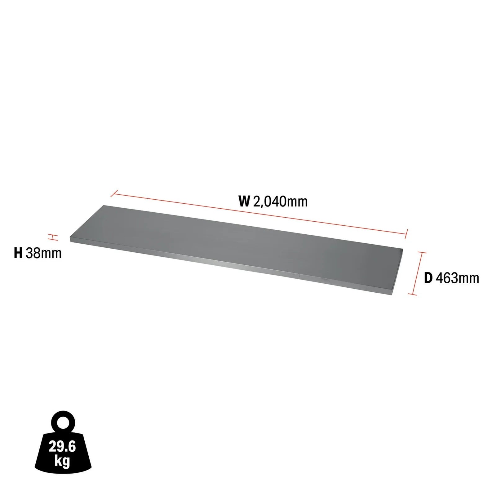 BUNKER Modular Stainless Steel Worktop, 2040mm - MS400-SS80FSC