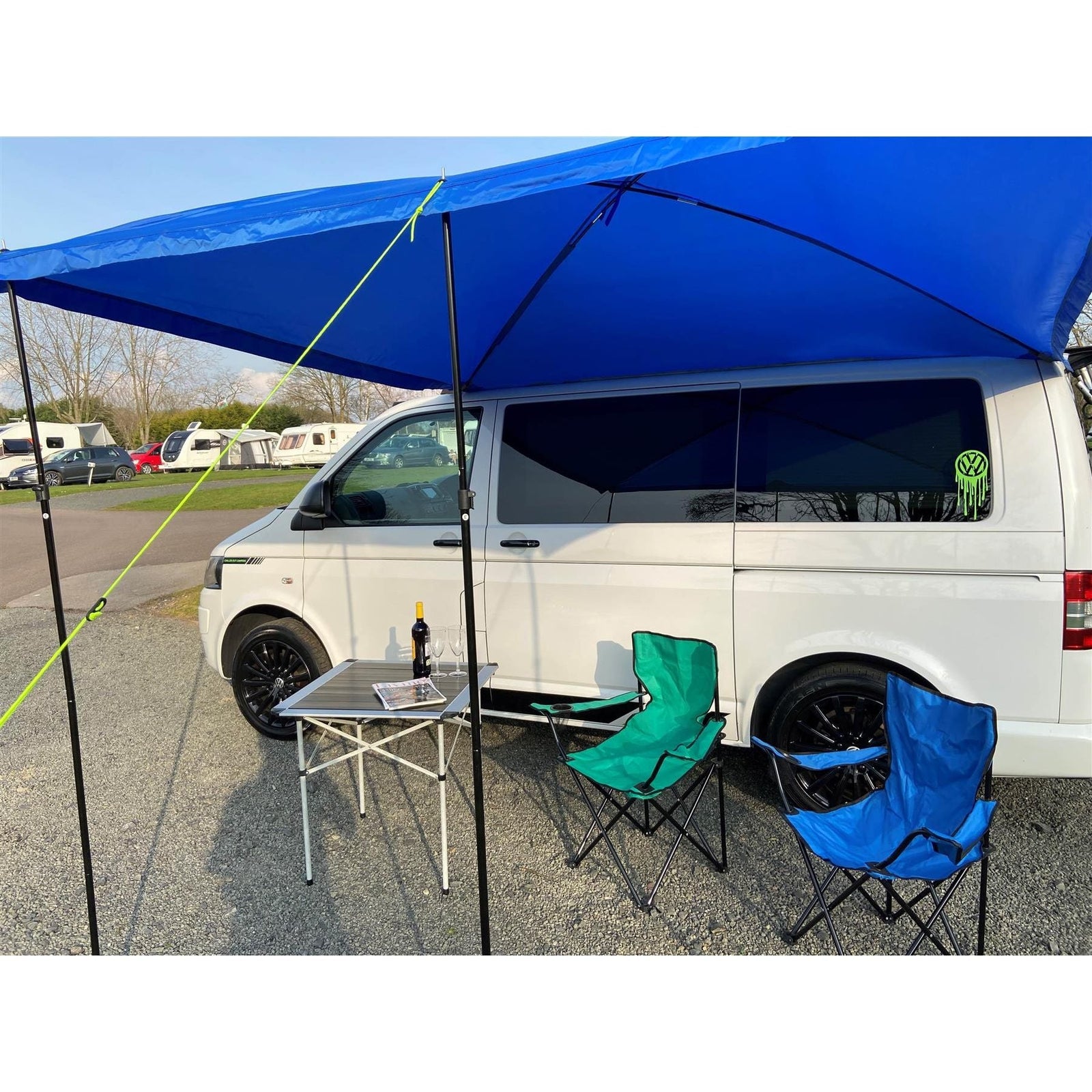Campervan Awning Sun Canopy Sunshade Motorhome for 4 or 6mm Rail Blue T4 T5 T6