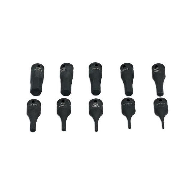 Laser Impact Hex Socket Bit Set 1/4"D 10pc 7838